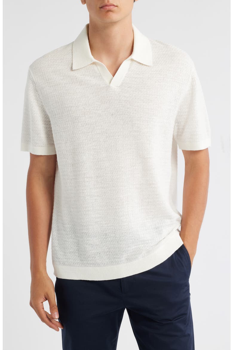 Brenan Linen Blend Polo, Main, color, WHITE