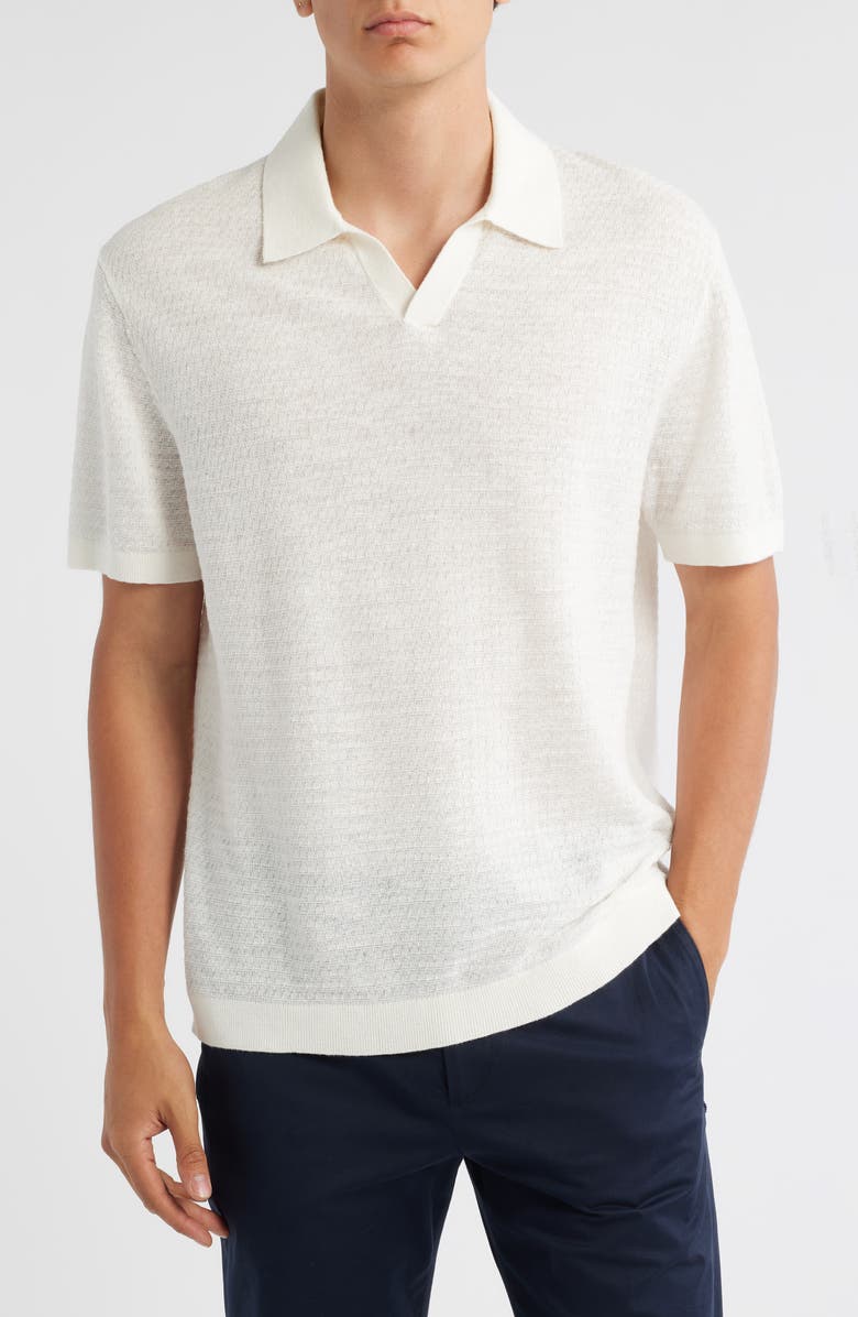Theory Brenan Linen Blend Polo, Main, color, White