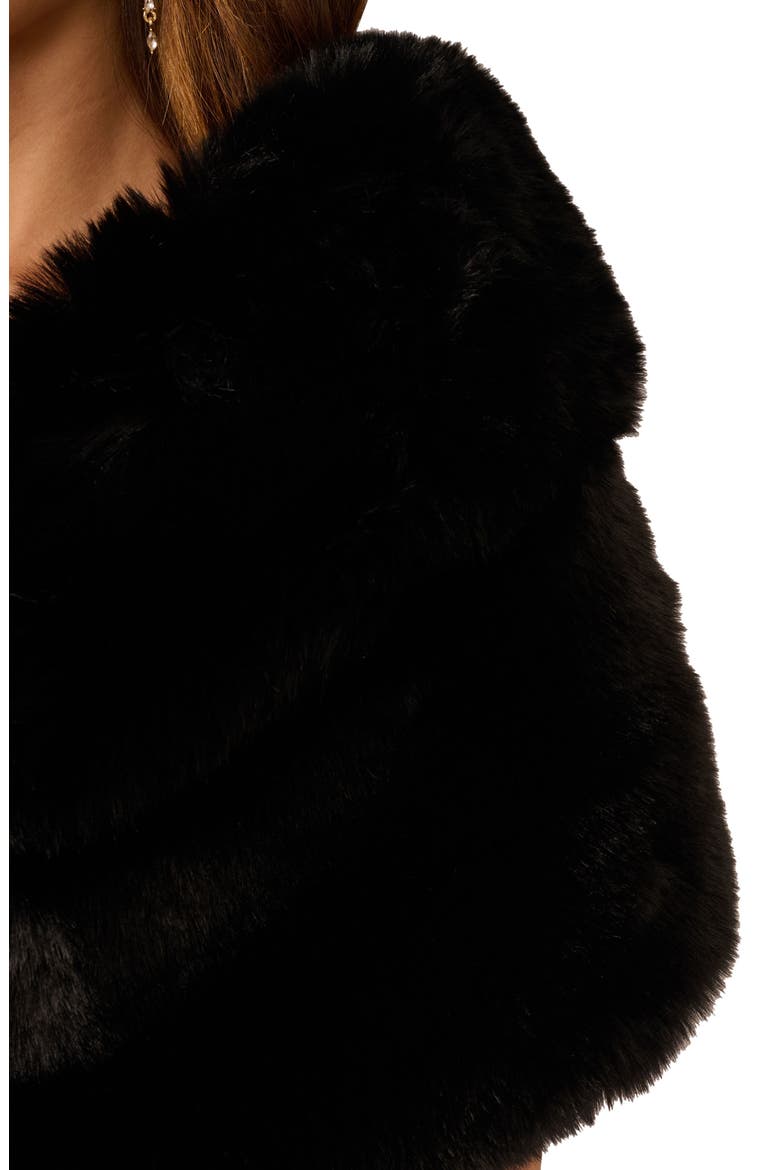 Faux Fur Coverup Caplet, Alternate, color, BLACK