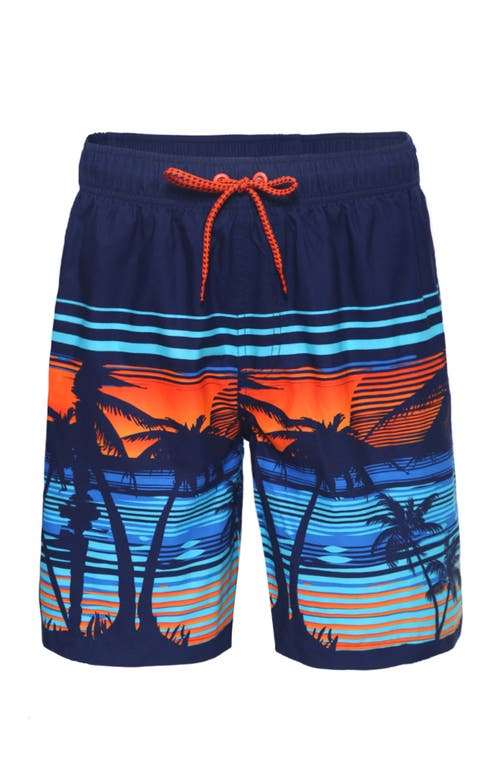 Rokka&rolla All-day Comfort Mesh-lined Swim Trunks In Tropical Palm