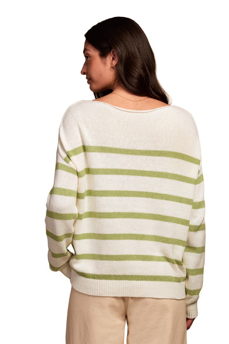 Gauzy Boat Neck Sweater, Alternate, color, Lime Stripe