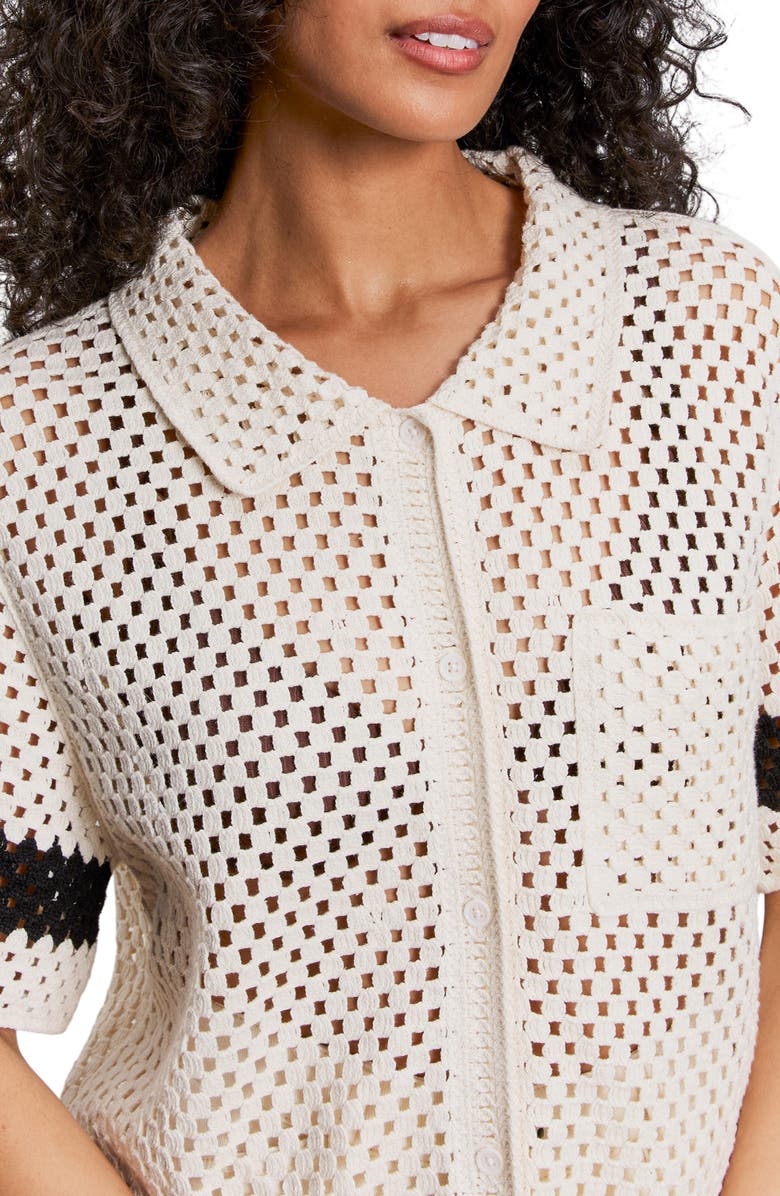 Sanctuary Crochet Stitch Cotton Resort Shirt, Alternate, color, 