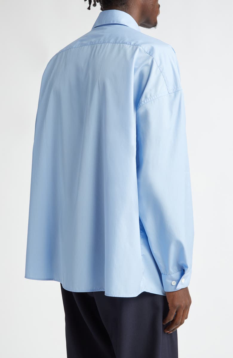 Marni Peeping Logo Organic Cotton Poplin Button-Up Shirt, Alternate, color, Iris/ Blue