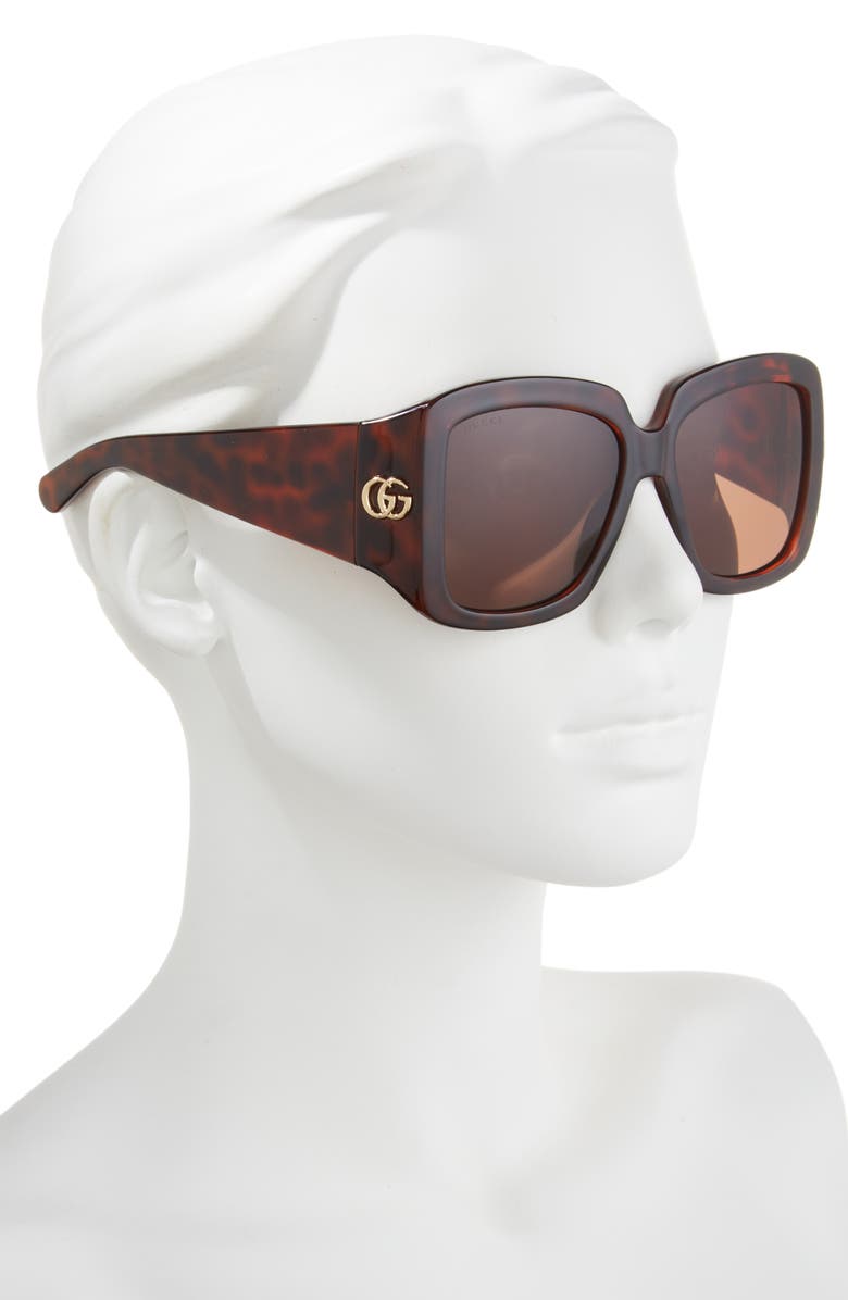 Gucci 55mm Square Sunglasses, Alternate, color, Havana Havana Brown