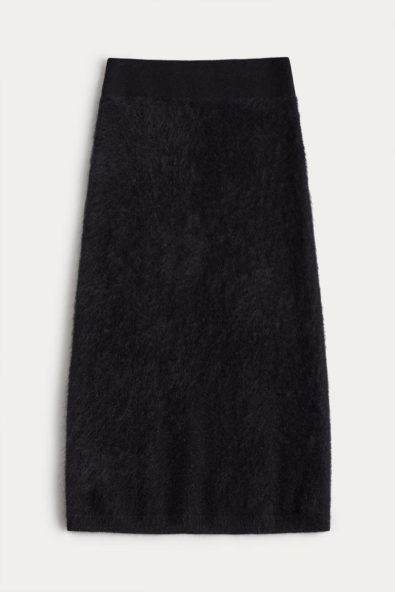 Francesca Brushed Cashmere Midi Skirt, Alternate, color, Black