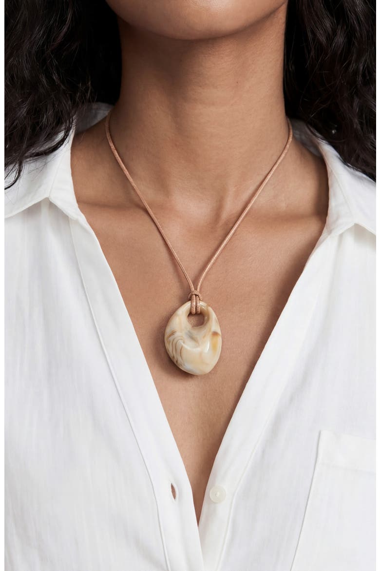 Resin Medallion Necklace, Alternate, color, TAN