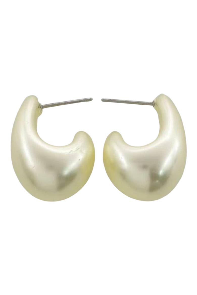 Mini Teardrop Hoop Earrings, Main, color, PEARL