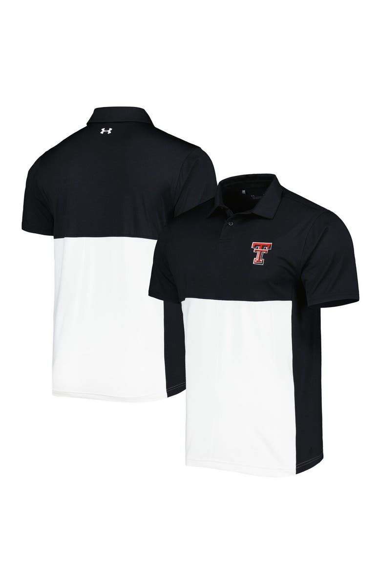 Under Armour Men's Under Armour Black/White Texas Tech Red Raiders Green Blocked Polo Performance Polo, Main, color,