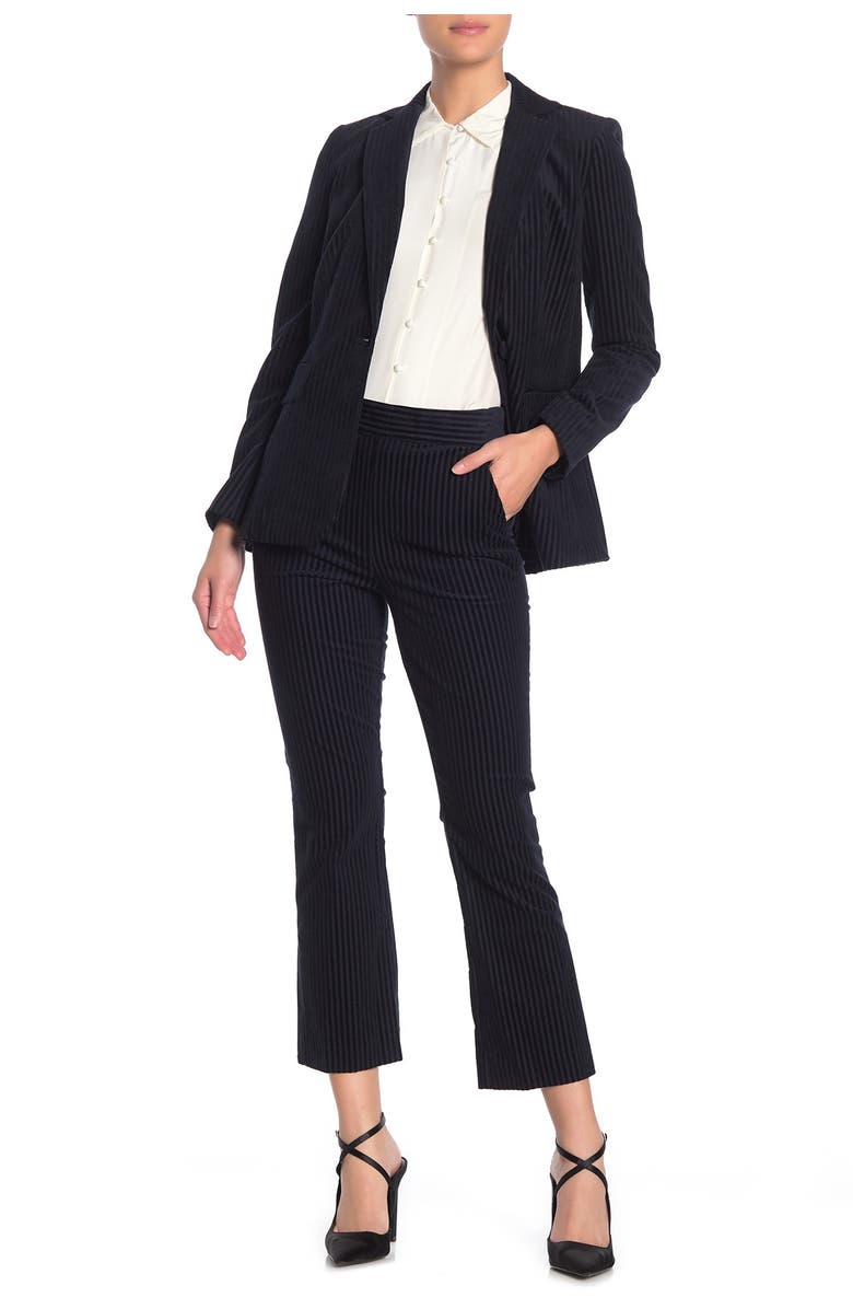 FRAME Striped Crop Flared Velvet Pants, Alternate, color,