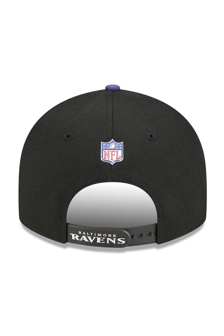 Men's New Era  Black/Purple Baltimore Ravens 2026 NFL Draft On Stage Pre-Curved 9FIFTY Snapback Hat, Alternate, color, Black