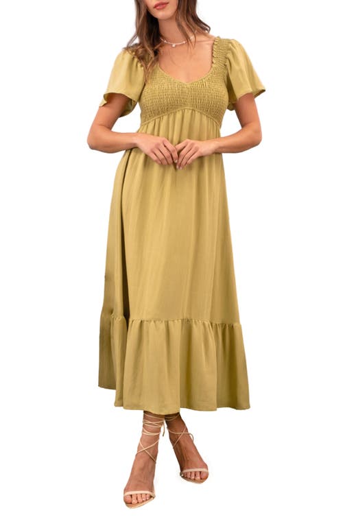 August Sky Short Sleeve Midi Dress In Kiwi