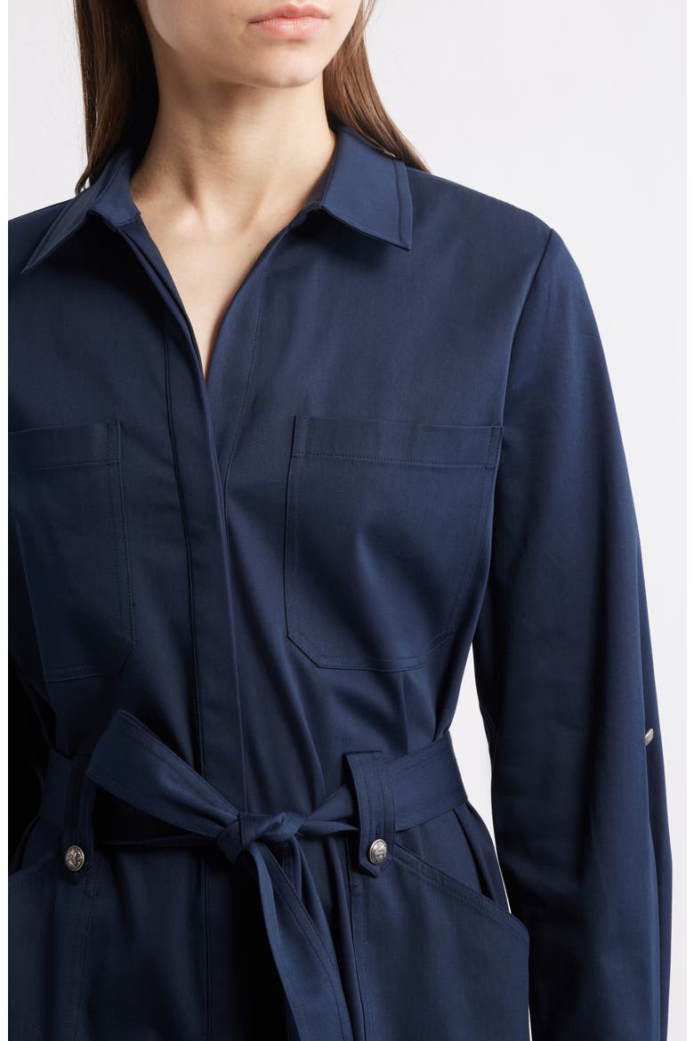 Long Sleeve Cotton Blend Shirtdress, Alternate, color, INDIGO