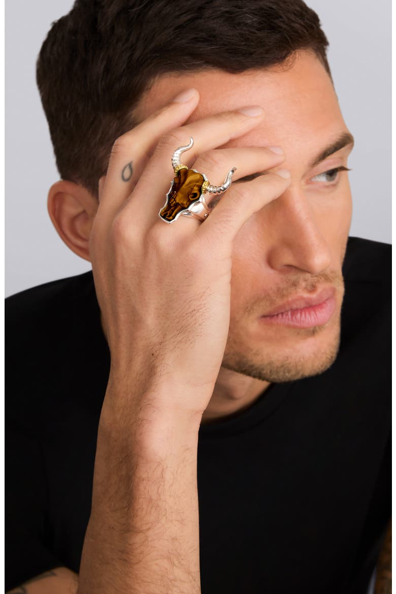 Men's Longhorn Ring, Alternate, color, TIGER'S EYE
