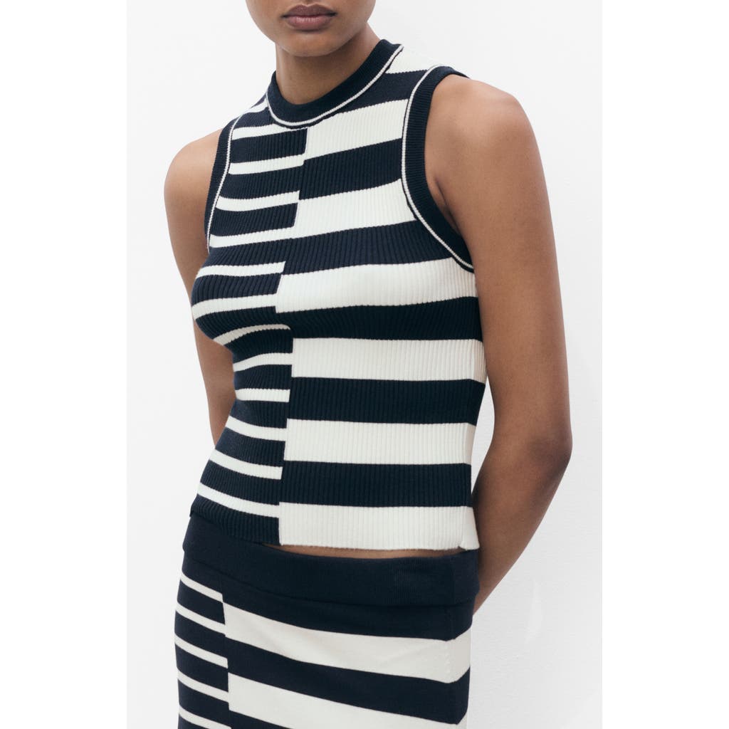 Mango Stripe Sweater Tank In Blue