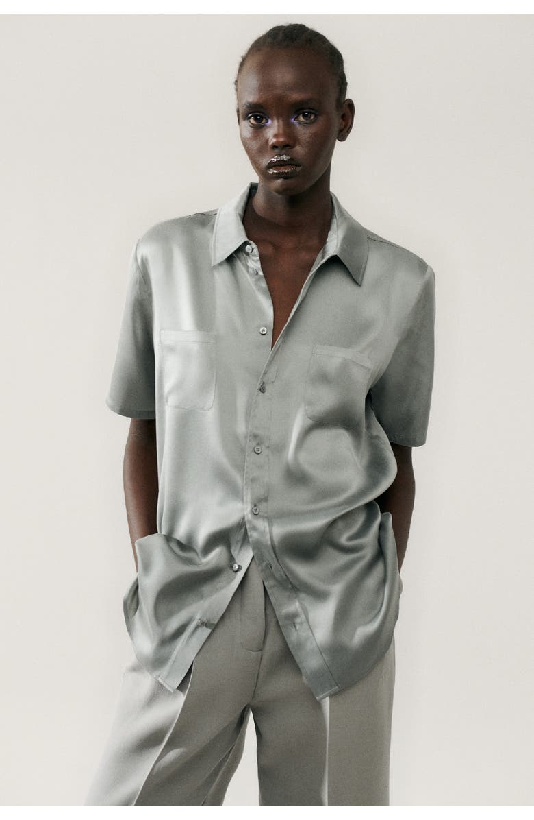 SILK LAUNDRY SHORT SLEEVE BOYFRIEND SHIRT MOON, Main, color,