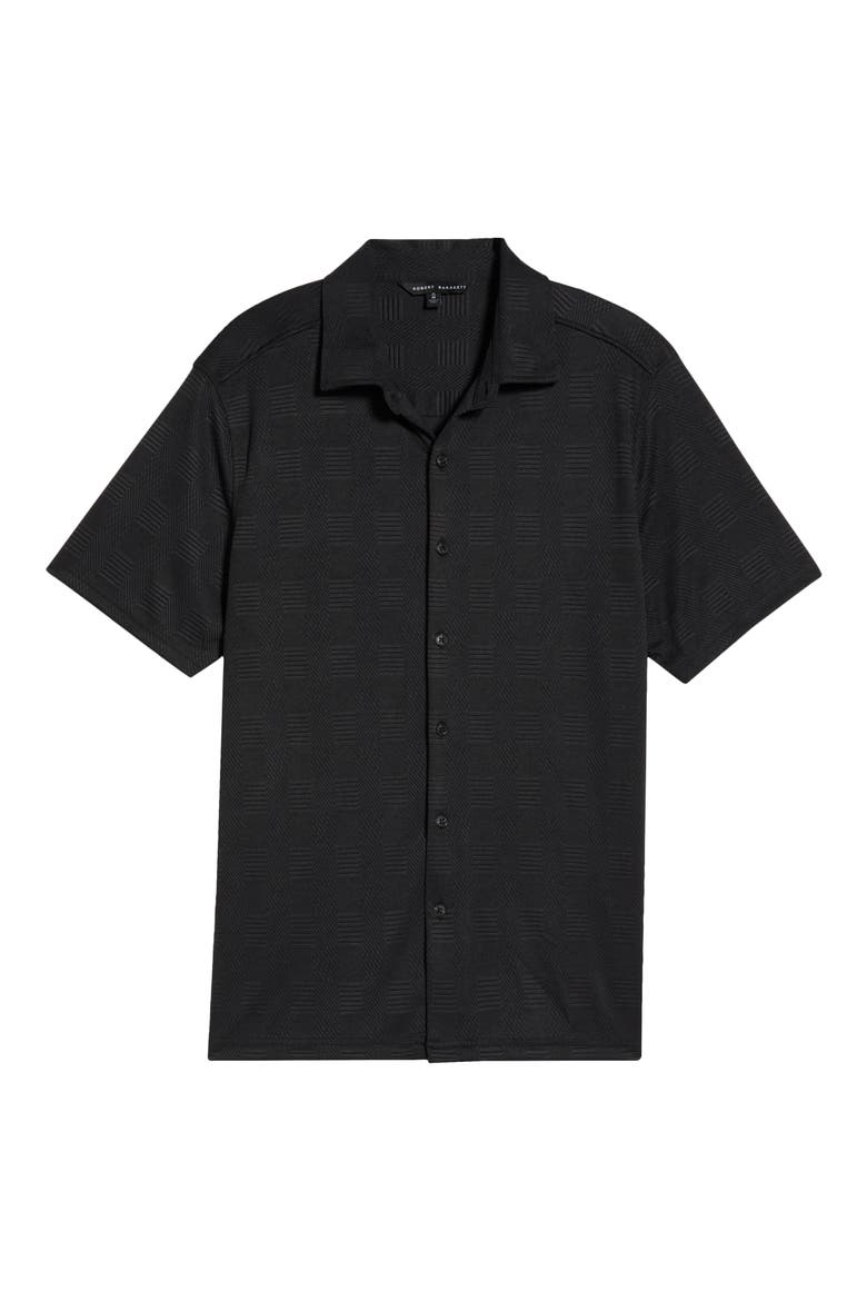 Edmond Short Sleeve Knit Button-Up Shirt, Alternate, color, BLACK