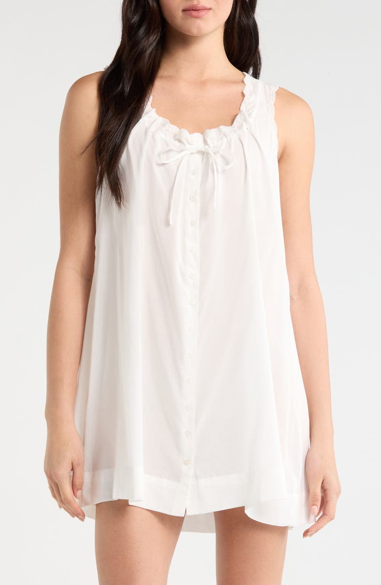 Reformation Holly Organic Cotton Blend Sleep Dress, Main, color, Ivory