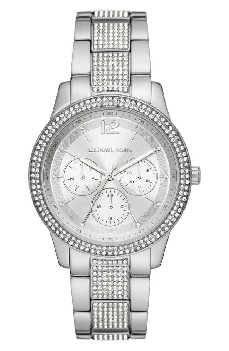 Michael Kors Tibby Pavé Bracelet Watch, 40mm, Main, color, Silver