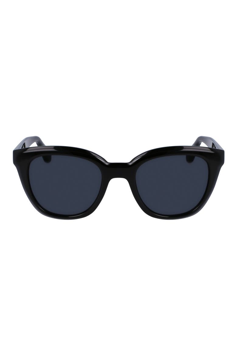Classic Logo Tea Cup 52mm Round Sunglasses, Main, color, BLACK