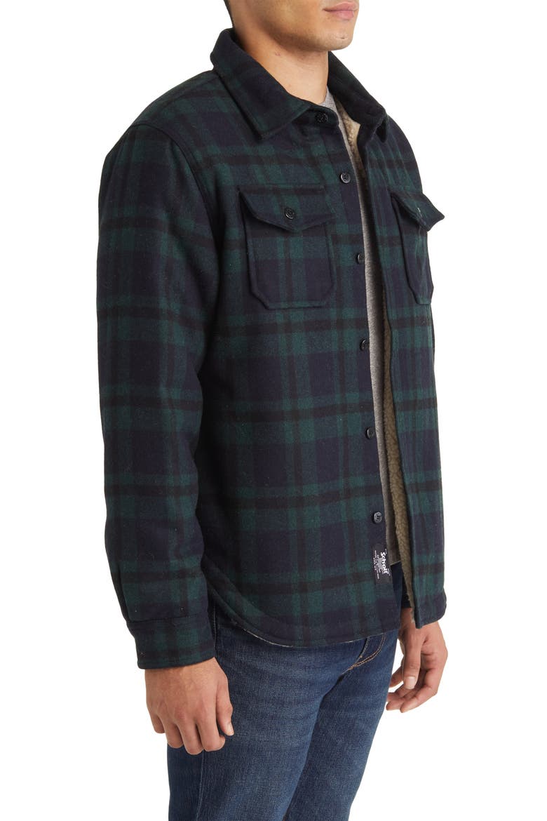 Plaid Wool Blend Shirt Jacket, Alternate, color, HUNTER GREEN