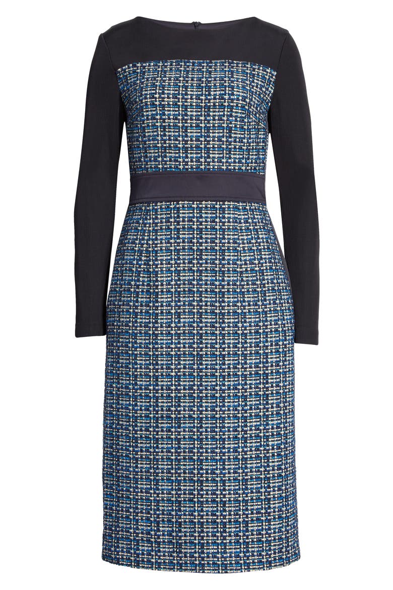 Danopus Long Sleeve Tweed Sheath Dress, Alternate, color, MIDNIGHT FANTASY