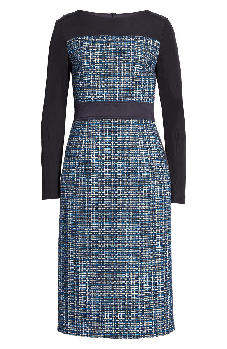 BOSS Danopus Long Sleeve Tweed Sheath Dress, Alternate, color, 