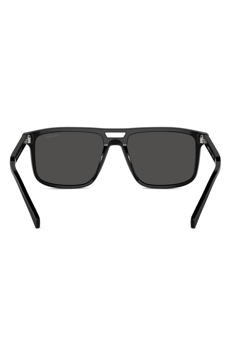 Prada 56mm Rectangular Sunglasses, Alternate, color, Black/ Grey