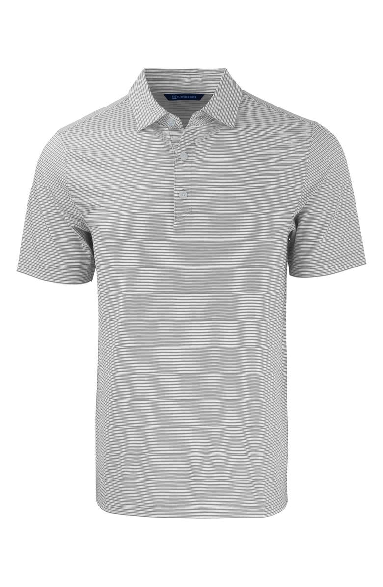 Cutter & Buck Forge Double Stripe Recycled Blend Polo, Main, color, Polished/ White