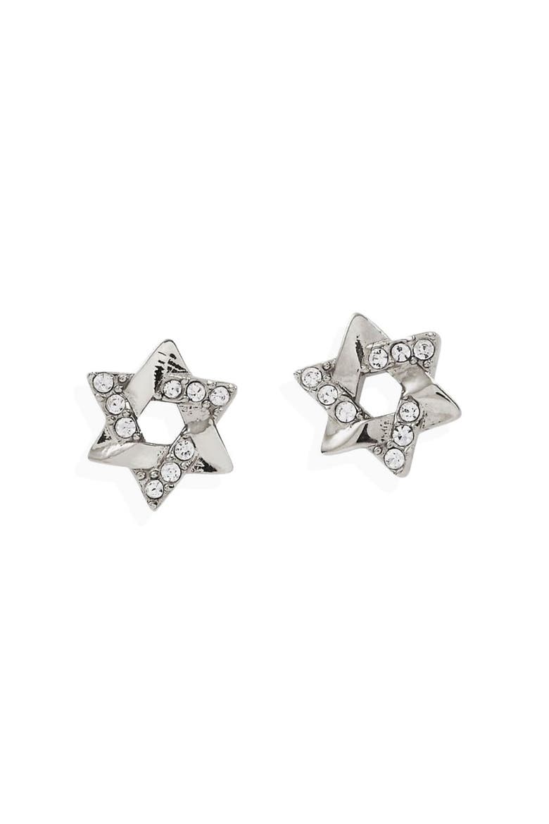 Star Of David Mini Stud Earrings, Main, color, Silver