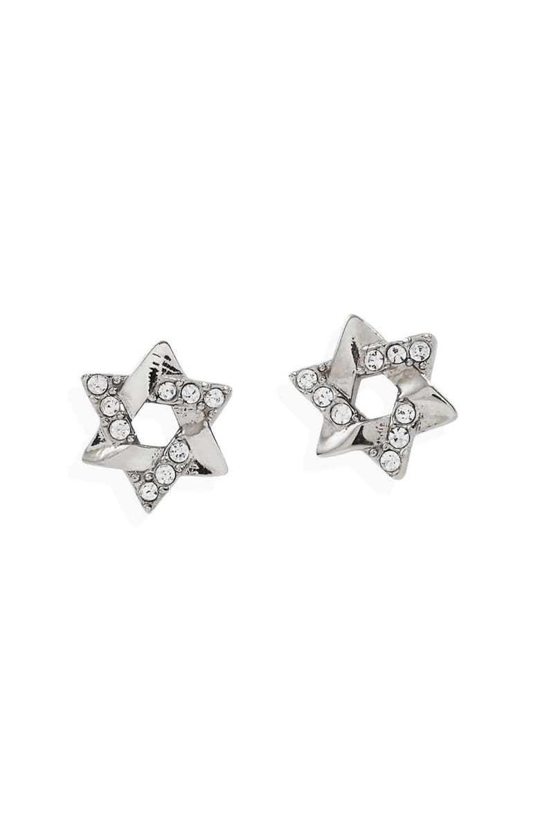Alex and Ani Star Of David Mini Stud Earrings, Main, color, Silver