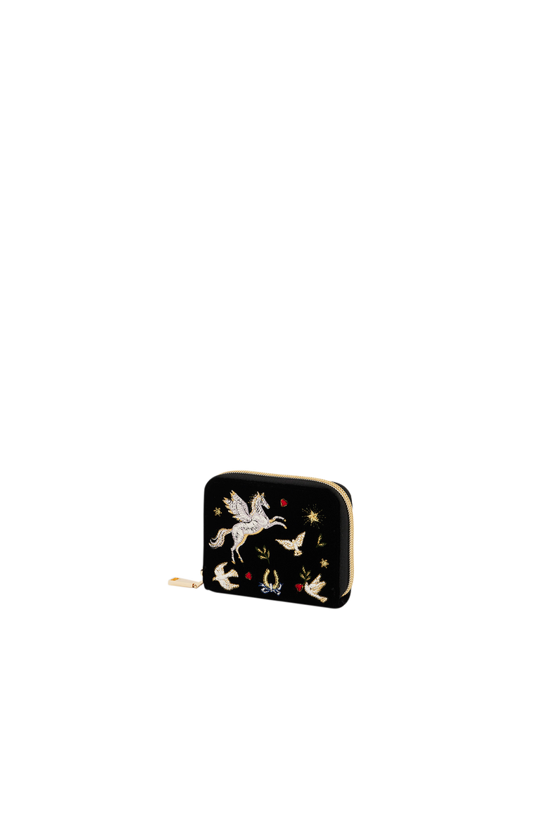 Celestial Velvet Embroidered Purse Small, Alternate, color, Black