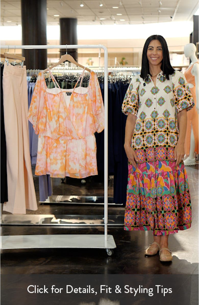Alina Mixed Floral Faux Wrap Blouse, sales video thumbnail