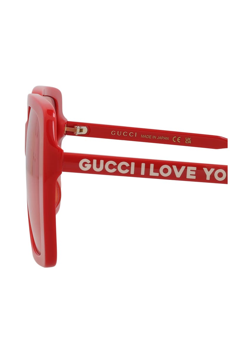 58mm Square Sunglasses, Alternate, color, RED RED RED
