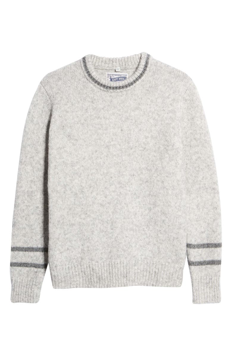 Schott NYC Stripe Trim Triple Blend Crewneck Sweater, Alternate, color,