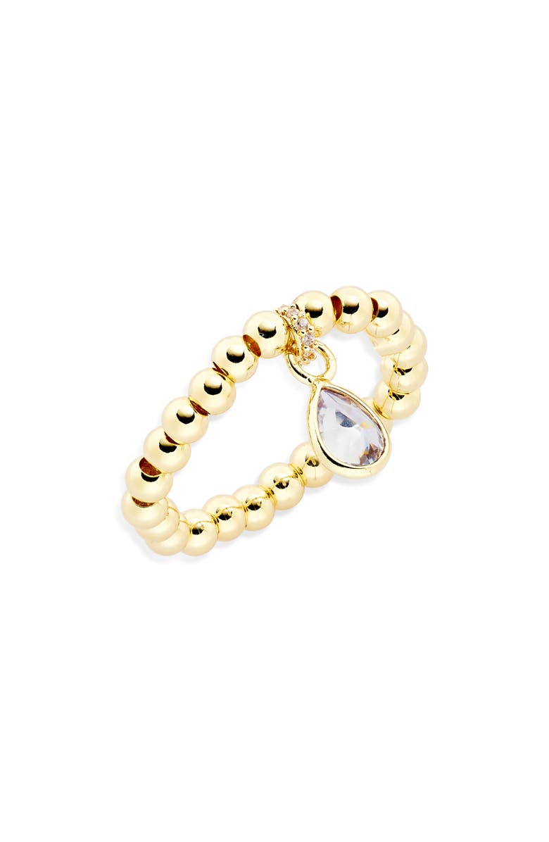 Covet Teardrop CZ Bead Stretch Ring, Main, color, Gold