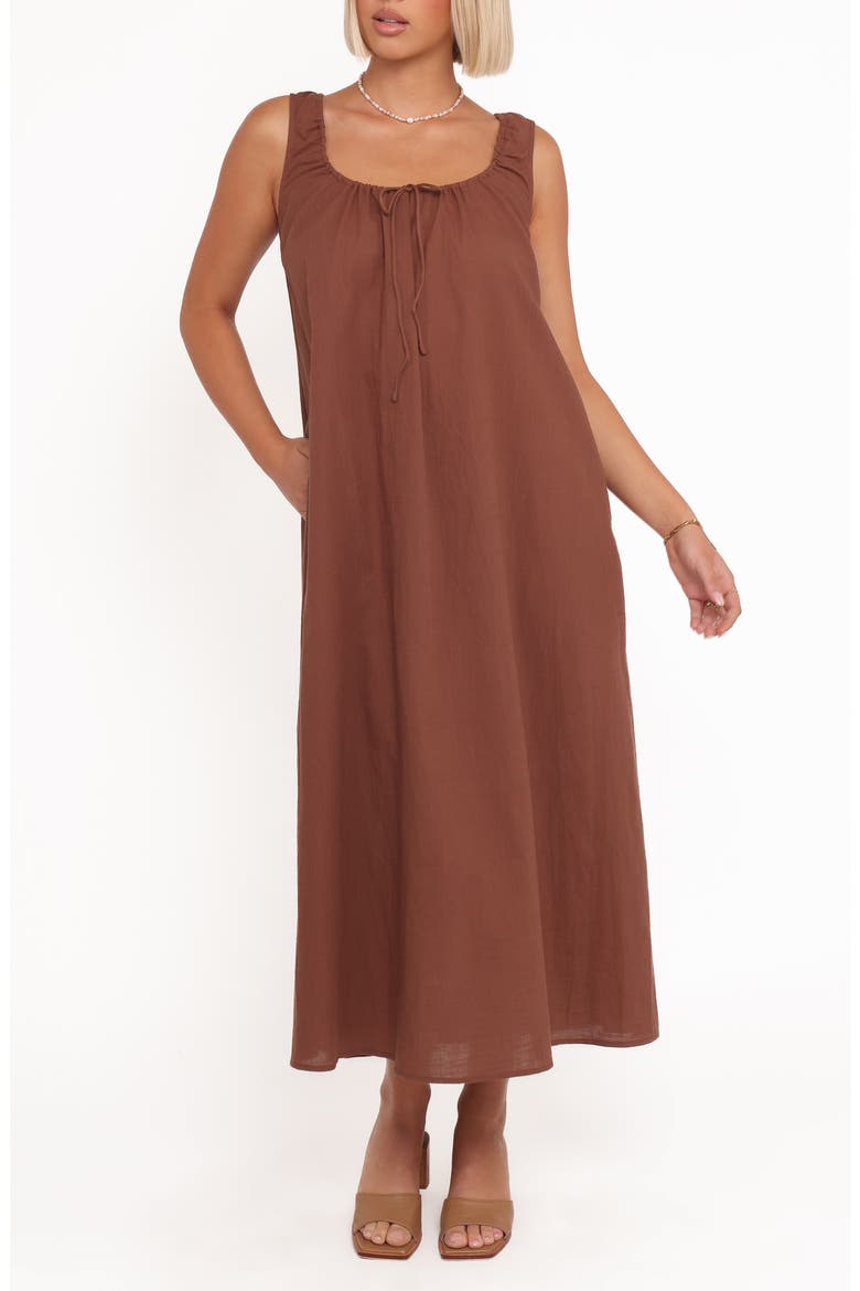 Bowman Cotton Midi Dress, Main, color, CHOCOLATE BROWN