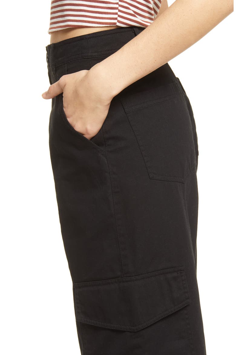 High Waist Cargo Pants, Alternate, color, BLACK