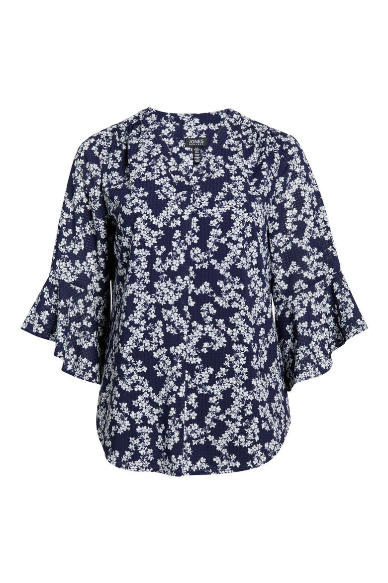 Floral Print Bell Sleeve Top, Alternate, color, PACIFIC NAVY/NAT WHT