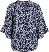 Jones New York Floral Print Bell Sleeve Top