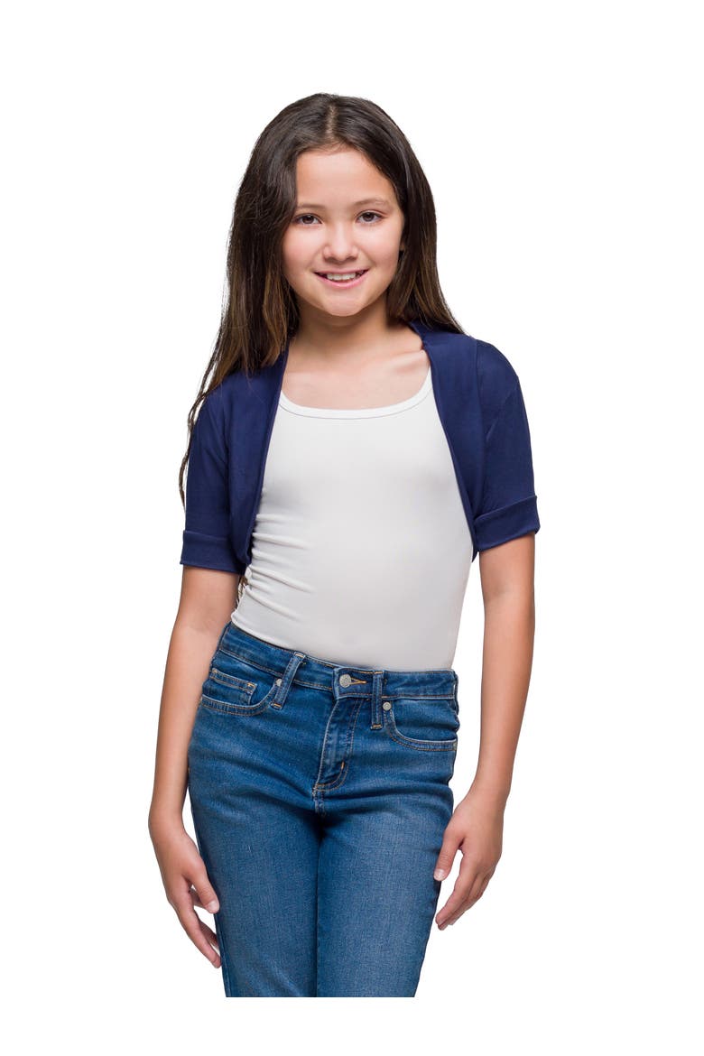 Open Front short Sleeve Cropped Bolero Shrug, Main, color, Navy