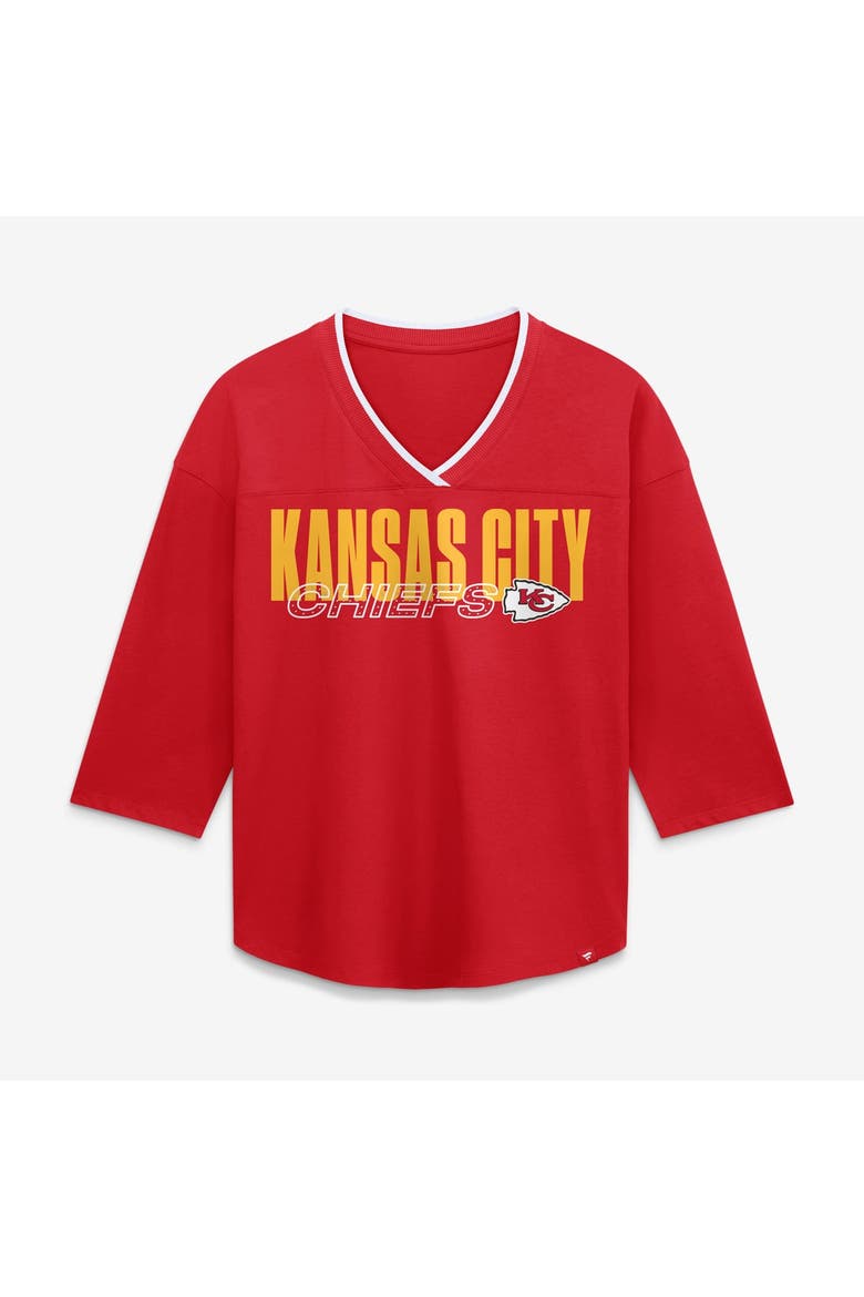 Women's Fanatics  Red Kansas City Chiefs Team First Deceptive Juke 3/4-Sleeve V-Neck T-Shirt, Main, color, Red