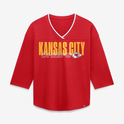 Women's Fanatics  Red Kansas City Chiefs Team First Deceptive Juke 3/4-Sleeve V-Neck T-Shirt