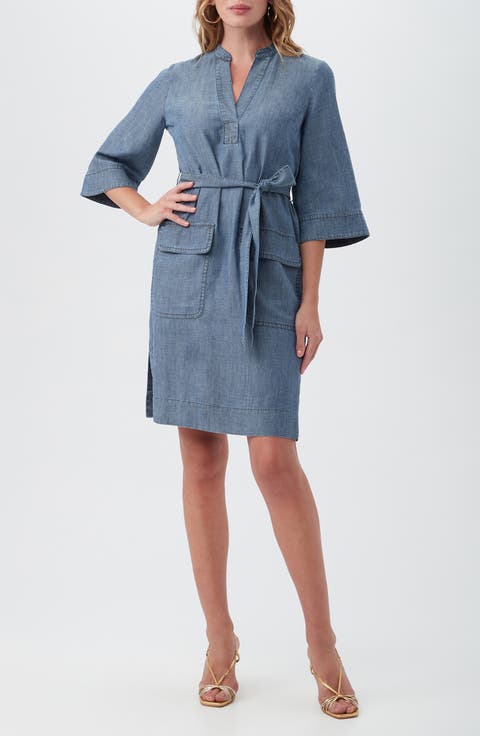 Kahiki Belted Chambray Dress