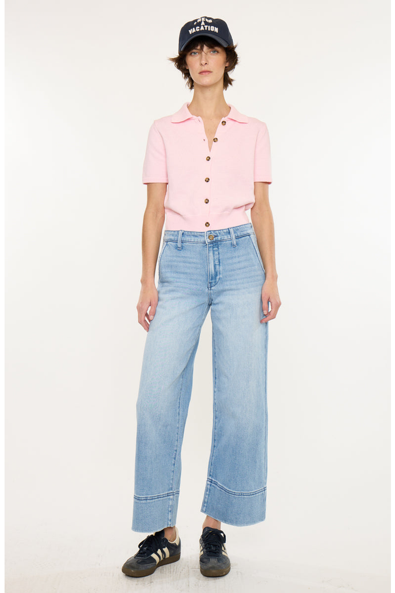 Darla High Rise Cropped Wide Leg Jeans, Alternate, color, Medium Wash