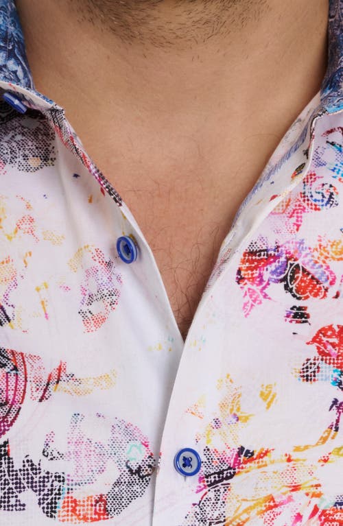 ROBERT GRAHAM ROBERT GRAHAM ABSTRACT PRINT STRETCH COTTON SHORT SLEEVE BUTTON-UP SHIRT