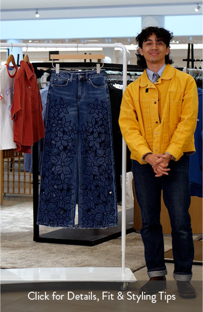 Embroidered High Waist Wide Leg Jeans, sales video thumbnail