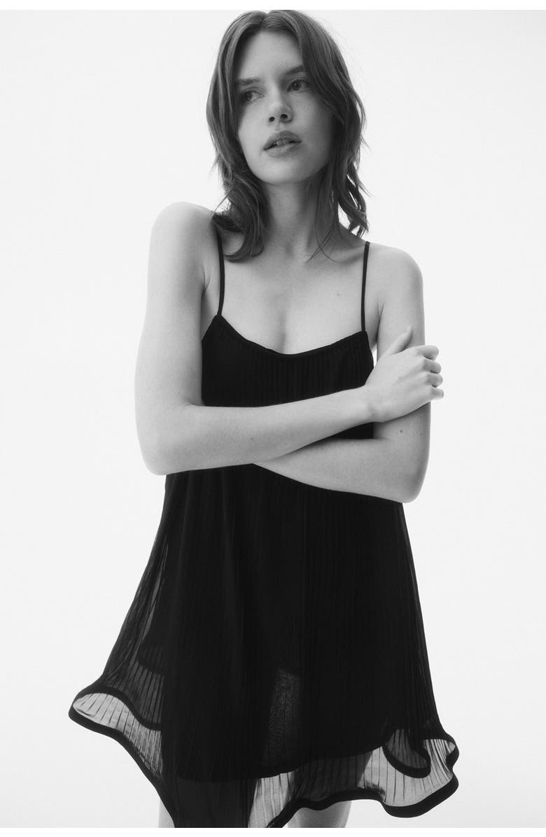 H&M Pleated camisole dress, Alternate, color, Black