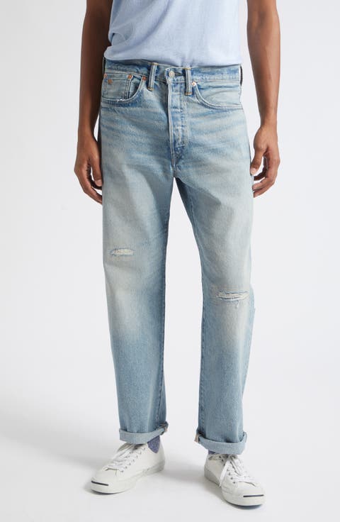 Ripped Straight Leg Jeans
