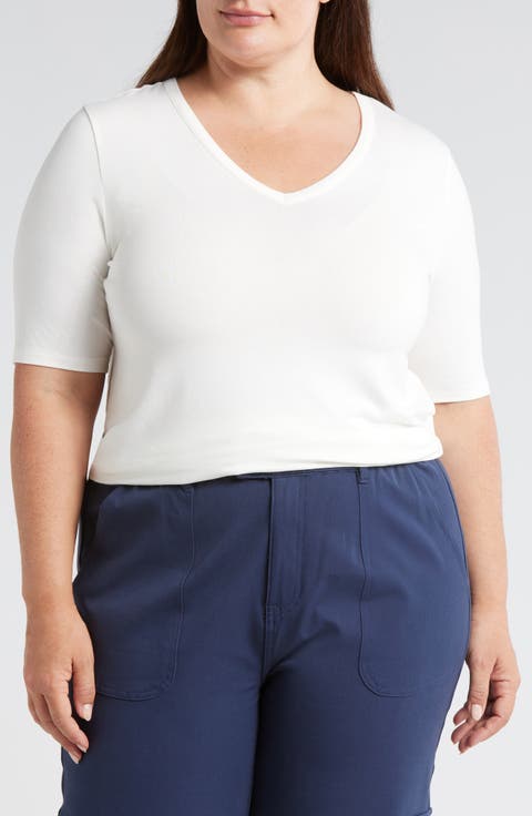 Lily Liquid Jersey V-Neck T-Shirt (Plus)