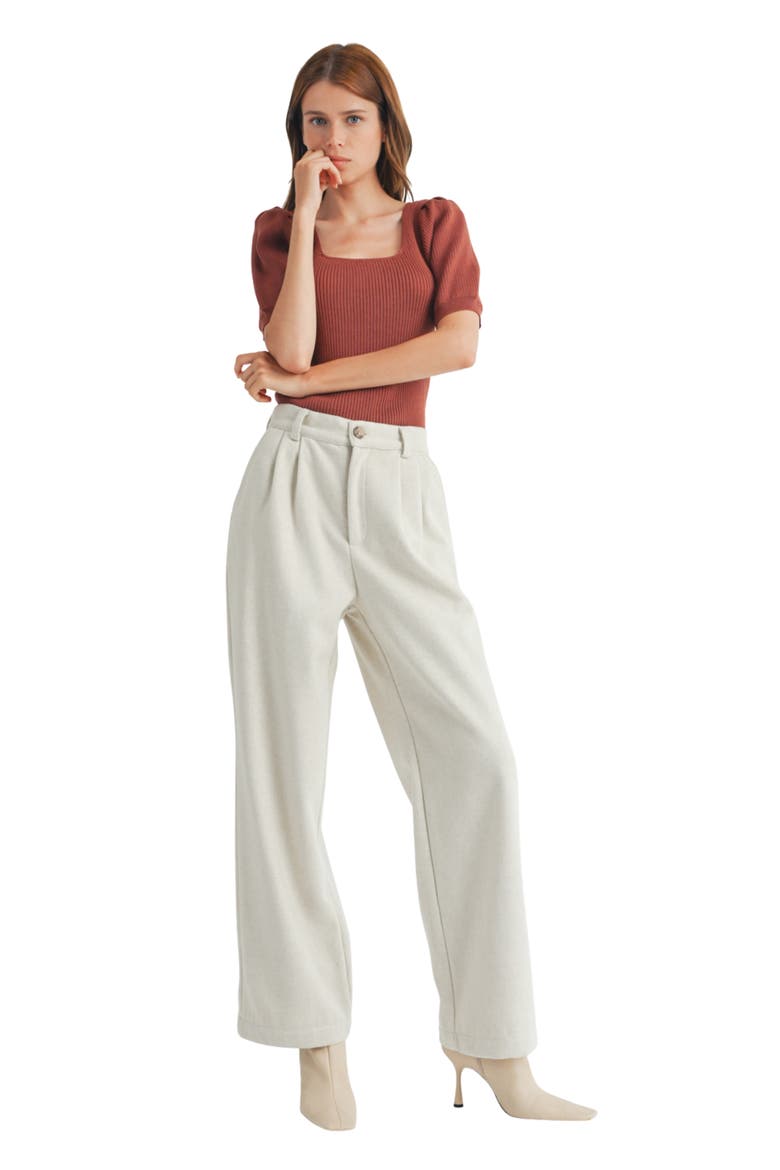 Pleated Wide Leg Trousers, Alternate, color, OATMEAL
